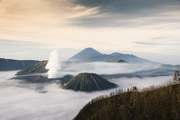 Smoke out of volcano