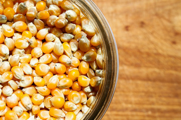 Popcorn corn in glass jar