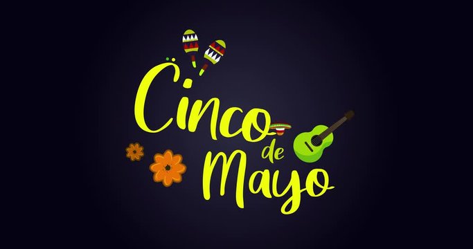 Cinco de Mayo Mexican Celebration Animation. Mexico culture festival.