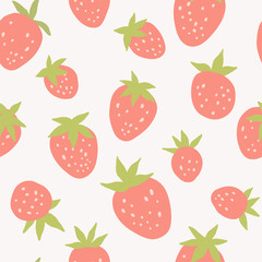 Strawberry seamless vector pattern. Flat modern background with red berries