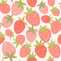 Strawberry seamless vector pattern. Flat modern background with red berries