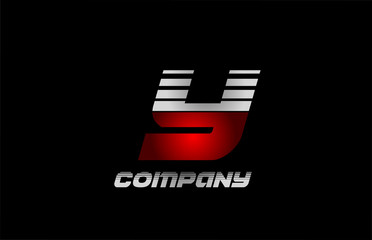 Y red grey black alphabet letter logo icon design for business and company