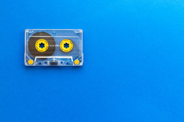 Retro audio tape cassette from 80s and 90s. Old technology concept.