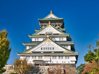 Osaka Castle, Japan as restored in 1997 - a concrete reproduction which is now the home of a museum.