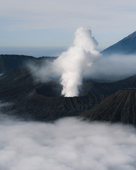 Fototapeta na wymiar Smoke out of volcano