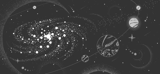 Vector illustration of astrology background. Outer space and planets © annbozhko