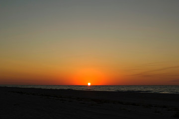 Picture of beautiful sunset or sunrise at calm seaside