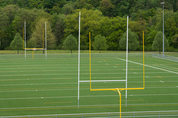 American football and rugby field with gates.