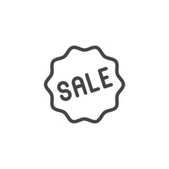Tag Sale line icon. Label for services, online stores, markets and mobile applications, sticker for printed products. Advertising sign, promo offer, e-commerce concept. Vector illuctration isolated