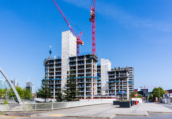Construction of new residential apartment buildings in an urban city centre environment