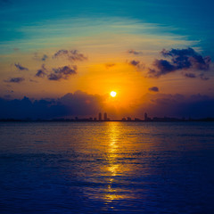 sunrise sea sun sunset sky clouds water ocean beach horizon miami florida landscape beautiful orange blue shore lake