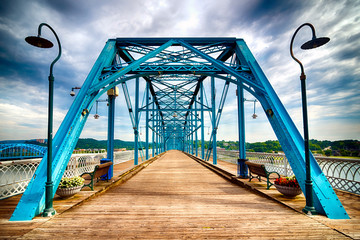 Walnut Street Bridge over the Tennessee River in Downtown Chattanooga Tennessee TN