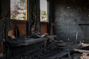 Burned passenger train car (
climatic)