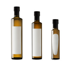 1000 ml, 750 ml and 250 ml olive oil elegant bottles