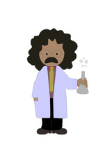 A scientist standing in a glass bottle