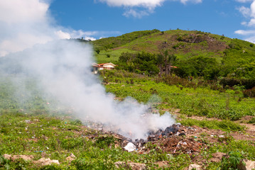 Garbage being burned in Riachão do Bacamarte, Paraiba, Brazil on April 6, 2008