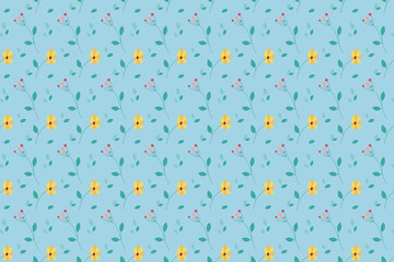 Floral repeating pattern. Summer floral blue background.