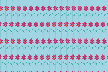 Floral repeating pattern. Summer floral blue background.