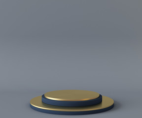 3D Rendering - Illustration blue pedestal isolated on light blue background, modern minimal concept, empty stage, abstract geometry shape pastel color, Cosmetic background for product presentation.