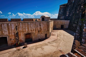 Castillo San Felipe del Morro El Morro Sentry Box, San Juan, Puerto Rico. Castillo San Felipe del Morro is designated as UNESCO World Heritage Site since 1983.