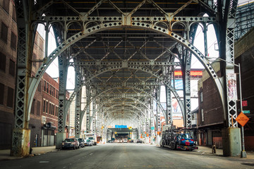 Architectural landmark Riverside Drive Viaduct in West Harlem, Upper Manhattan, New York City, United States of America.  - obrazy, fototapety, plakaty