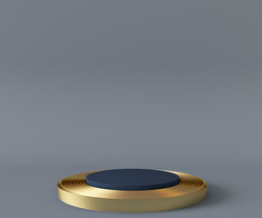 3D Rendering - Illustration blue pedestal isolated on light blue background, modern minimal concept, empty stage, abstract geometry shape pastel color, Cosmetic background for product presentation.