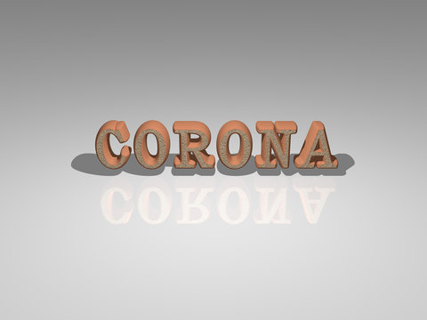 Colorful Corona written with 3D illustration from a front perspective, ideal image for conceptual and visual display