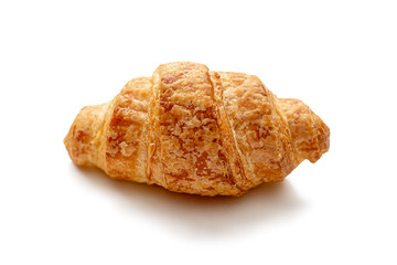 Fresh French croissant from the bakery, on a white background