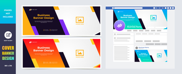 Professional Corporate Facebook timeline cover design, twitter banner, colorful and modern cover banner design template - obrazy, fototapety, plakaty