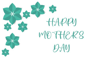 Happy Mother’s day design greeting card. Vector illustration good for the mom holiday,poster,banner,invitation,postcard,wallpaper,background, brochure.Decorated with flowers,sun,clouds.Paper style