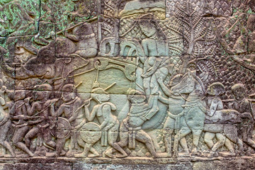 Fototapeta na wymiar Bas-relief in Prasat Bayon