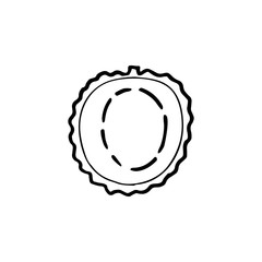 Hand drawn line icon of lychees fruit isolated on white background. Sweet tropical fruit. Simple minimal outline style. Logo design. Vector illustration