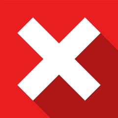 Fototapeta premium No, false icon with longshadow. Vector illustration