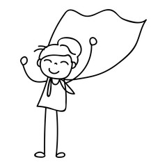 Hand drawing cartoon character happy girl. Pride day vector.