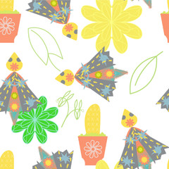 seamless pattern with flowers and butterflies