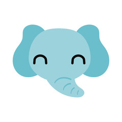 cute elephant wild animal flat style icon