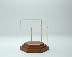 3d render of background with a pedestal and a showcase, abstract minimal concept, blank space, simple clean design, minimalist mockup