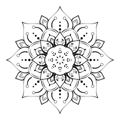 Circular Flower Mandala with vintage floral style, Vector mandala Oriental pattern, Hand drawn decorative element. Unique design with petal flower. Concept relax and meditation use for page logo book