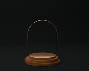 3d render of background with a pedestal and a showcase, abstract minimal concept, blank space, simple clean design, minimalist mockup