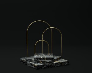 3d render of background with a pedestal and a showcase, abstract minimal concept, blank space, simple clean design, minimalist mockup