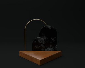 3d render of background with a pedestal and a showcase, abstract minimal concept, blank space, simple clean design, minimalist mockup