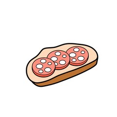 Salami sandwich, icon. raster illustration