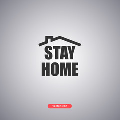 Stay home icon under house roof isolated on gray background. 