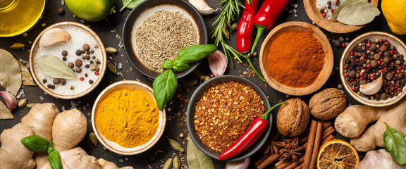 Various spices and herbs for cooking