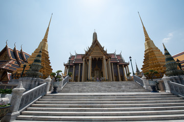 Fototapeta premium The Emerald Buddha Temple (Wat Phra Kaew) Located in the Grand Palace area Outer court East Sanam Luang Phra Borom Maha Ratchawang Subdistrict, Phra Nakhon District, Bangkok,Thailand