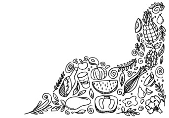 graphic elements for fruits creative art-doodle