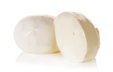 mozzarella cheese on a white isolated background