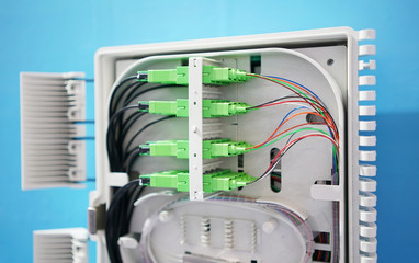 Fiber optic network cable connect to communication Distribution point