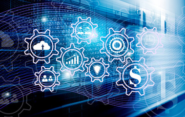 visualization of ERP systems for managing digital flows, information, enterprise, and resources. 