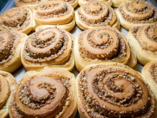 Sweet homemade cinnamon buns. Sweet cinnamon rolls